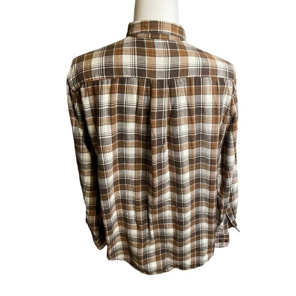 Cabela's Flannel Brown Plaid Mens Large Tall Shirt Long Sleeve Button Down - Picture 6 of 9